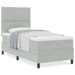 lit à ressort vidaXL avec matelas gris clair en velours simple