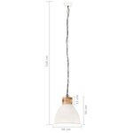 Vidaxl lampe suspendue industrielle blanc fer et bois solide 46 cm e27