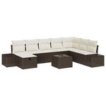 vidaXL Ensemble de canapé de jardin 9 Pièces Marron Poly rotin