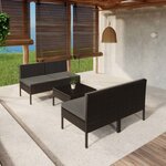 vidaXL Salon de jardin 5 Pièces avec coussins résine tressée noir