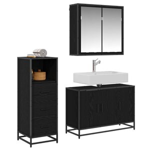 vidaXL Ensemble de mobilier de salle de bain 3 Pièces Chêne noir