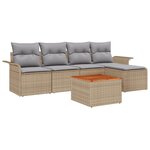 vidaXL Ensemble de salon de jardin 6 pièces avec coussins beige en poly rattan et acacia