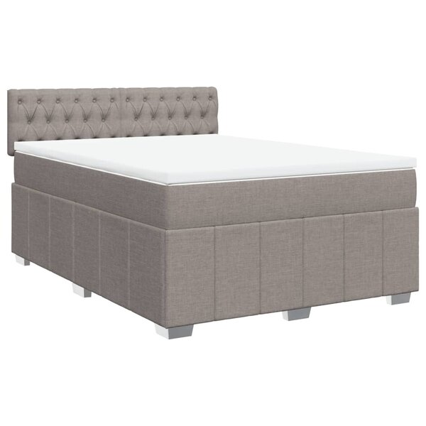 vidaXL Sommier à lattes de lit avec matelas Taupe 140x200 cm Tissu