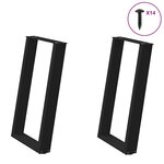 vidaXL Pieds de table à manger en U 2 pièces Noir 50 x (72-73) cm Acier