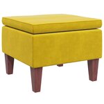 vidaXL Tabouret avec pieds en bois Jaune Velours