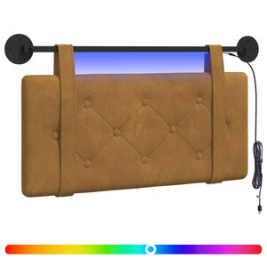 vidaXL Tête de lit suspendue Avec lumière LED Marron Velours