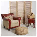 Fauteuil en coton et cuir de buffle charleston polo