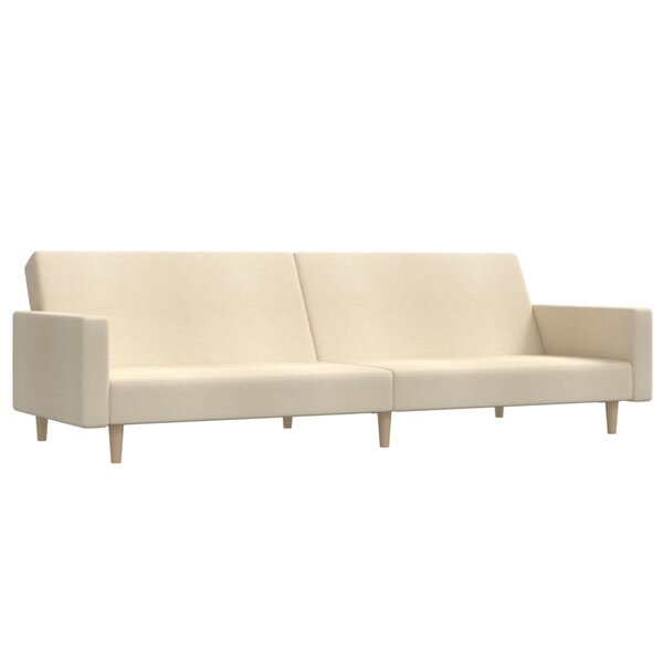 vidaXL Canapé-lit à 2 places Crème Tissu