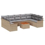 vidaXL Ensemble de canapé de jardin 10 Pièces Beige Poly rotin
