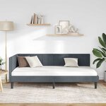 vidaXL Cadre de lit d'angle Gris foncé 90 x 200 cm Velours