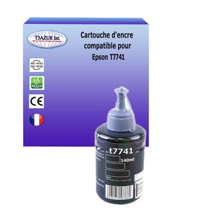 Bouteille encre compatible Epson T7741 (C13T774140)  - Noire 140ml