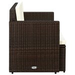 vidaXL Canapé de jardin à 2 places avec coussins Marron Résine tressée