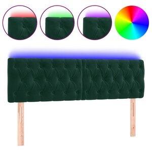 vidaXL Tête de lit à LED Vert foncé 144x7x78/88 cm Velours