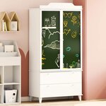 vidaXL Armoire Tableau Noir avec tiroir Blanc Bois d'ingénierie