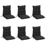 vidaXL Coussins de chaise à dossier bas lot de 6 noir tissu oxford