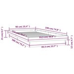 vidaXL Cadre de lit à LED 90x190 cm simple bois massif