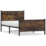 vidaXL Cadre de lit en métal sans matelas chêne fumé 100x190 cm
