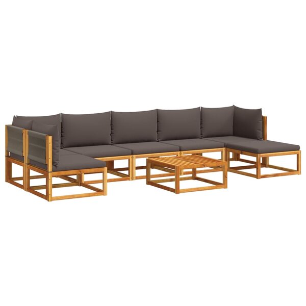 vidaXL Ensemble de canapés de jardin 8 pièces avec coussins en bois d'acacia et corde