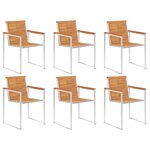 vidaXL Chaises de jardin 6 Pièces avec coussins Bois d'acacia solide