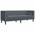 vidaXL Canapé Chesterfield avec traversins 3 places gris foncé velours