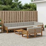 vidaXL Ensemble de canapés d'extérieur 9 Pièces Naturel et Gris clair