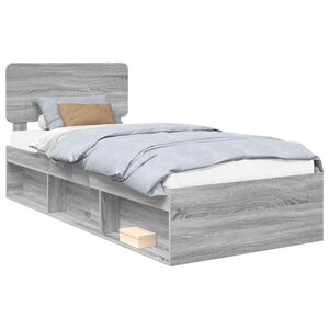 vidaXL Cadre de lit Gris Sonoma 75 x 190 cm Pin massif