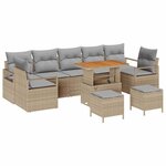 vidaXL Ensemble de canapé de jardin 10 Pièces Beige Poly rotin