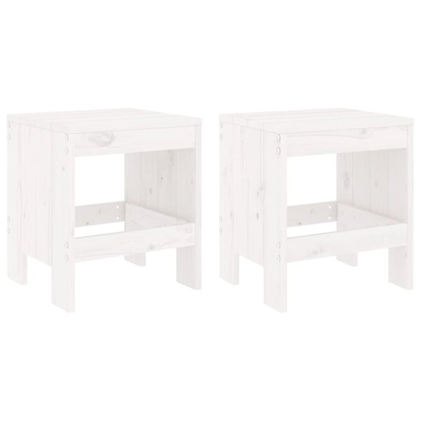 vidaXL Tabourets de jardin lot de 2 blanc 40x36x45 cm bois massif pin