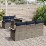 vidaXL Ensemble de canapé de jardin avec coussin 6 Pièces Gris polyrotin