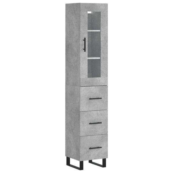 vidaXL Buffet haut Gris béton 34 5x34x180 cm Bois d'ingénierie