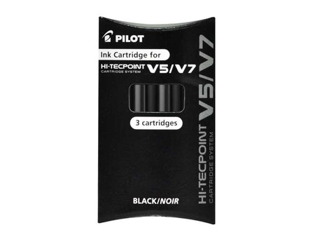 Set 3 cartouches recharge pour hi-techpoint v5/v7 noir x 12 pilot