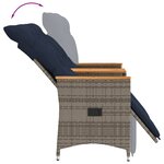 vidaXL Canapé de jardin inclinable 2 places avec Table en résine tressée grise