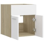 vidaXL Armoire d'évier Blanc et chêne sonoma Bois d’ingénierie
