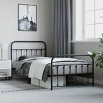 vidaXL Cadre de lit métal avec tête de lit/pied de lit noir 107x203 cm
