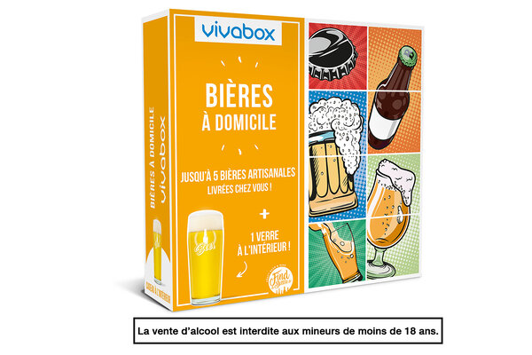 Coffret cadeau - VIVABOX - Coffret bières : 1 verre inclus + 1 bon d'achat