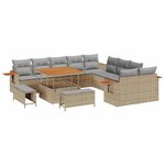 vidaXL Ensemble de canapé de jardin 13 Pièces Beige Poly rotin