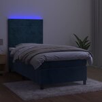 vidaXL Sommier à lattes de lit matelas et LED Bleu foncé 100x200 cm
