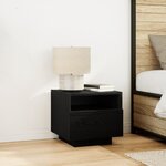 Table de chevet vidaXL avec lumières LED en chêne noir 40x39x37 cm
