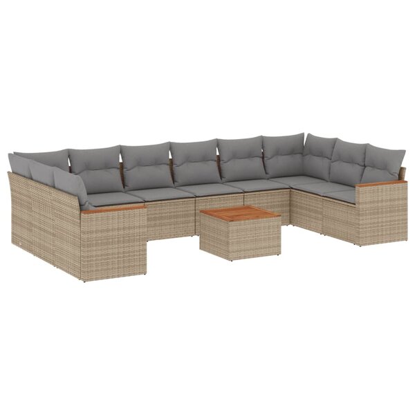 vidaXL Salon de jardin et coussins 11 Pièces mélange beige résine tressée