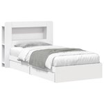 vidaXL Cadre de lit avec rangement Blanc 90 x 200 cm Bois d'ingénierie