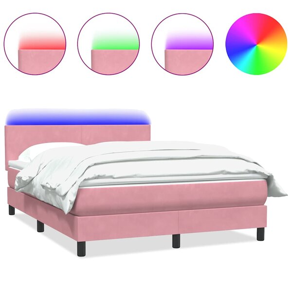 vidaXL Sommier à lattes de lit avec matelas rose 140x210 cm velours