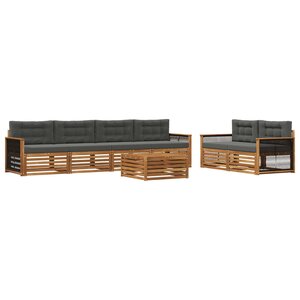 vidaXL Ensemble de canapés d'extérieur 7 Pièces Naturel et Anthracite