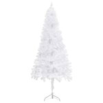 vidaXL Arbre de Noël artificiel d'angle LED et boules Blanc 180 cm PVC