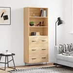 vidaXL Buffet haut Chêne sonoma 69 5x34x180 cm Bois d'ingénierie