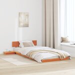 vidaXL Cadre de lit au sol avec tables de chevet Marron ciré 75x190cm Bois massif