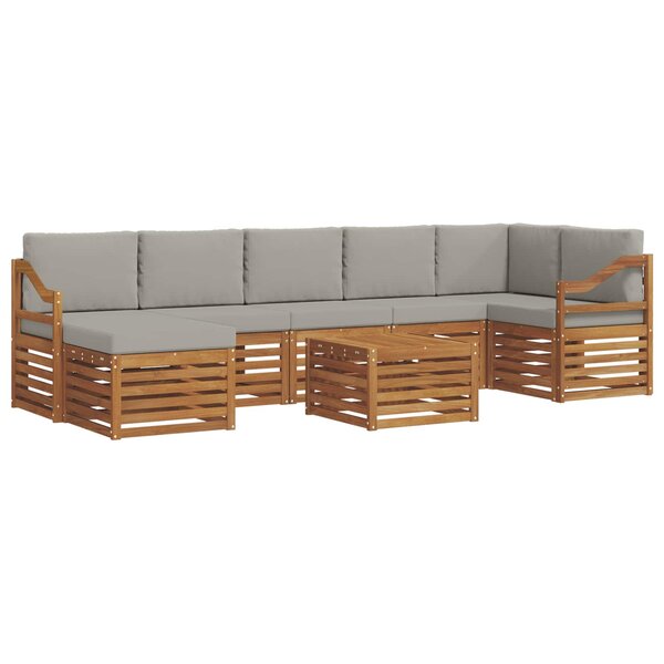 vidaXL Ensemble de canapés d'extérieur 8 pc Gris Naturel et Clair