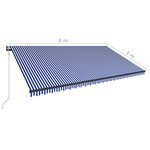 vidaXL Auvent rétractable automatique 600x300 cm Bleu et blanc