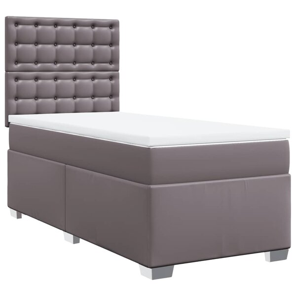 vidaXL Sommier à lattes de lit avec matelas Gris 80x200 cm Similicuir