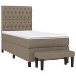vidaXL Sommier à lattes de lit avec matelas Taupe 90x200 cm Tissu