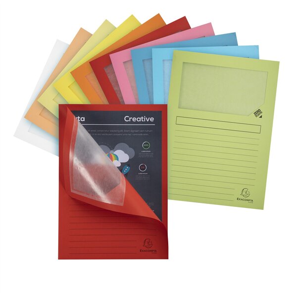 Paquet de 100 chemises à fenêtre SUPER 160g/m2 - 22x31cm - Couleurs assorties EXACOMPTA